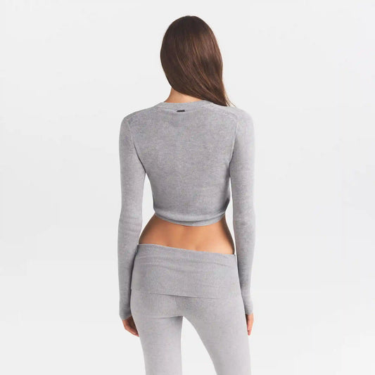 ESSENTIAL KNIT ROUNDED CROPPED CARDIGAN