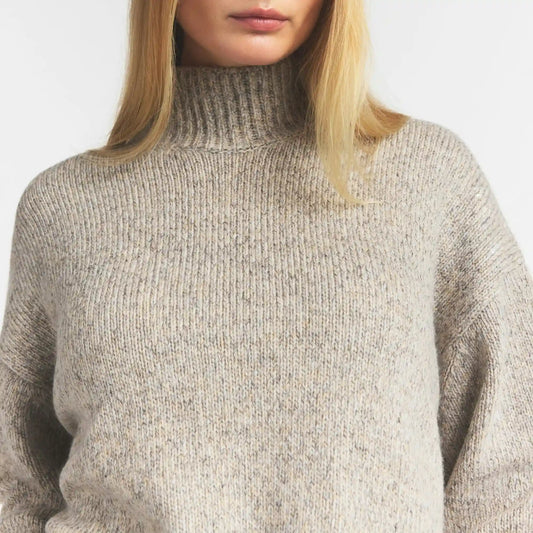 TWEED KNIT TEXTURED OVERSIZED TURTLENECK